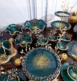 شیرینیخوری رزینی استند مزه سبز طلایی کیک خوری سبز و طلایی رزینی