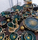 سرویس پذیرایی رزینی سبز جاکاردی سبز و طلایی رزینی