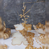 شیرینیخوری رزینی دوطبقه دسته برگ برنجی