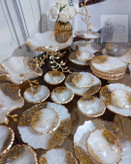 سرویس ظروف پذیرایی سفید طلایی رزینی