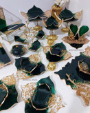 ظروف پذیرایی سبز طلایی رزینی