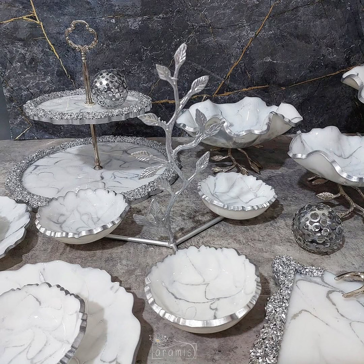 اردوخوری رزینی سفید نقره ای