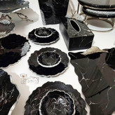 بشقاب رزینی پیاله رزینی مشکی نقره ای