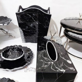 جعبه دستمال و سطل رزینی مشکی نقره ای