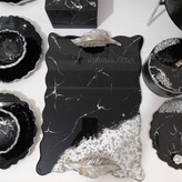 سینی زمینه مشکی رگه دار نقره ای رزینی