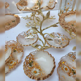 اردوخوری طلایی دسته برگ برنجی فلزی رزینی