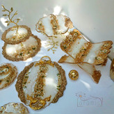 رحل قران رزینی سفید طلایی بابونه