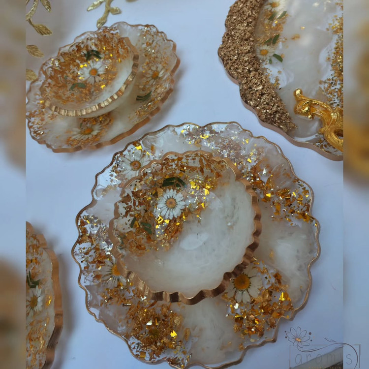 پیاله پیش دستی سفید طلایی بابونه