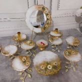 سرویس ظروف هفتسین سفید طلایی بابونه رزینی