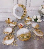 سرویس ظروف هفتسین سفید طلایی بابونه رزینی