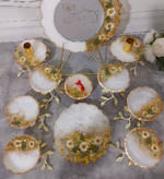 سرویس ظروف هفتسین سفید طلایی بابونه رزینی