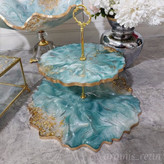 شیرینیخوری دوطبقه سفید فیروزه ای رزینی