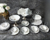 سرویس ظروف پذیرایی رزینی رنگ سفید نقرهای طوسی