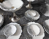 سرویس ظروف پذیرایی رزینی رنگ سفید نقرهای طوسی