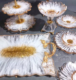 سرویس ظروف پذیرایی رزینی سفید طلایی