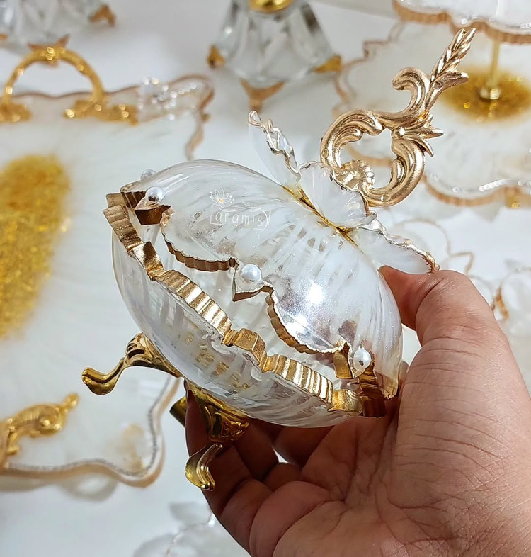 قندان سفید طلایی رزینی قندون سفید طلایی رزینی