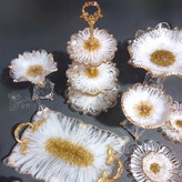 سرویس ظروف پذیرایی رزینی سفید طلایی