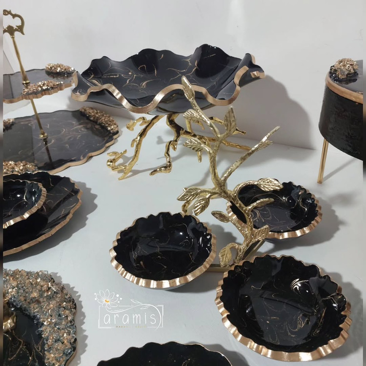 اردوخوری مشکی طلایی رزینی