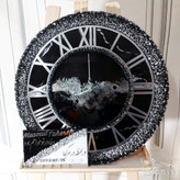 ساعت مشکی نقره ای رزینی طرح سنگ جاکلیدی دیواری رزینی سفید نقره ای مشکی