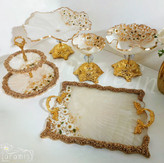 ظروف سفید طلایی بابونه رزینی